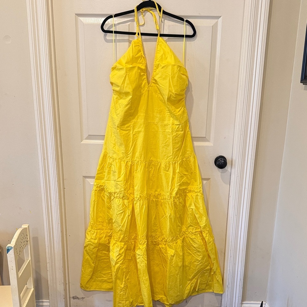 Prabal Gurung for JC Penny yellow tiered halter maxi dress, size 18 - Picture 3 of 10